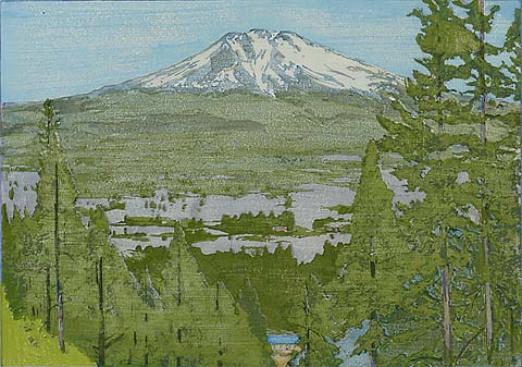 California 2.  Mt. Shasta - FRANK MORLEY FLETCHER - woodcut printed in colors
