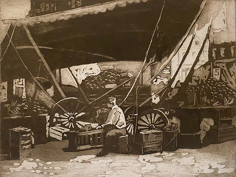 Market Wagon - ALLAN R. FREELON - aquatint