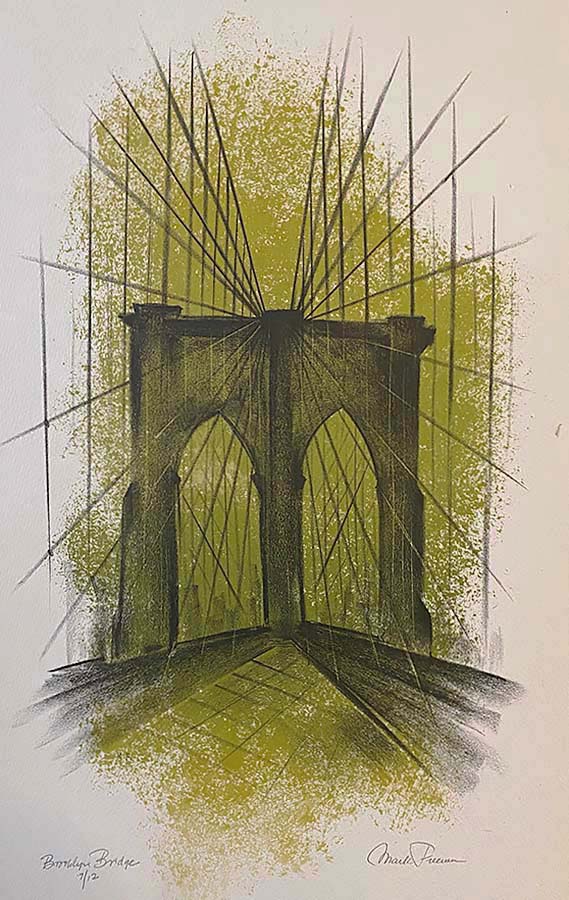 Brooklyn Bridge - MARK FREEMAN - lithograph printed in colors