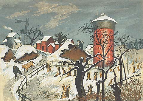 Winter Landscape - HARRY GOTTLIEB - screenprint