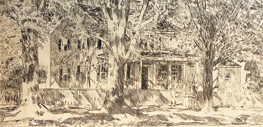 House on Main Street, Easthampton - CHILDE HASSAM - etching