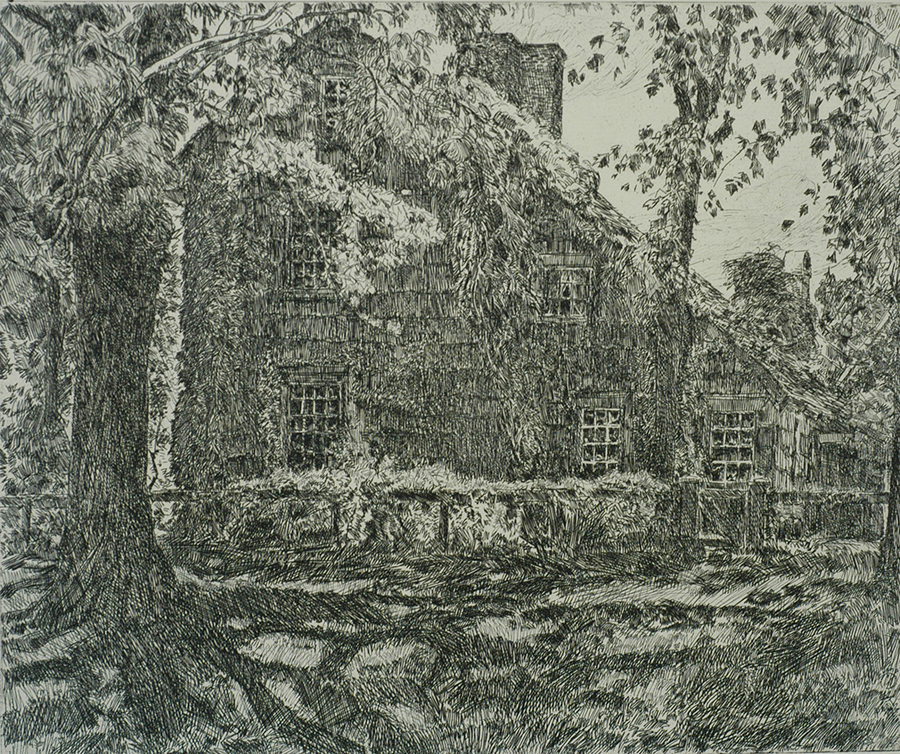 The Home Sweet Home Cottage, Easthampton - CHILDE HASSAM - etching