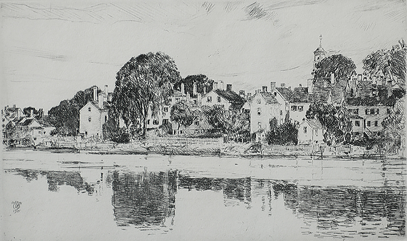 The Chimneys, Portsmouth (New Hampshire) - CHILDE HASSAM - etching
