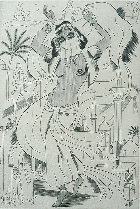 Tunisian Dancer (Tunesische Danseres) - ANTOON  HERCKENRATH - engraving