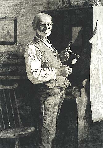 Man Shaving - THOMAS HOVENDEN - etching