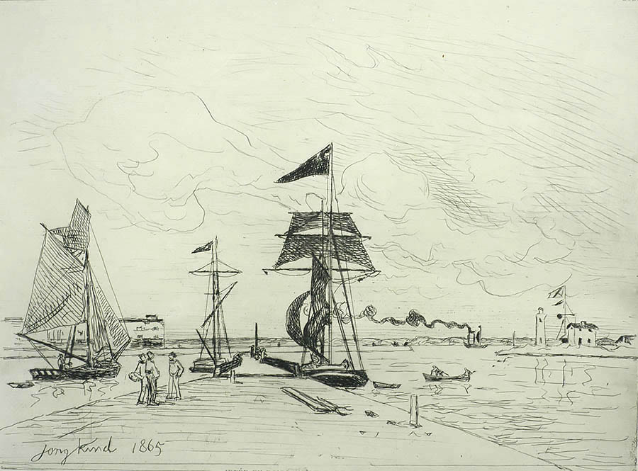 Jetée en Bois dans le Port de Honfleur - JOHAN BARTHOLD JONGKIND - etching