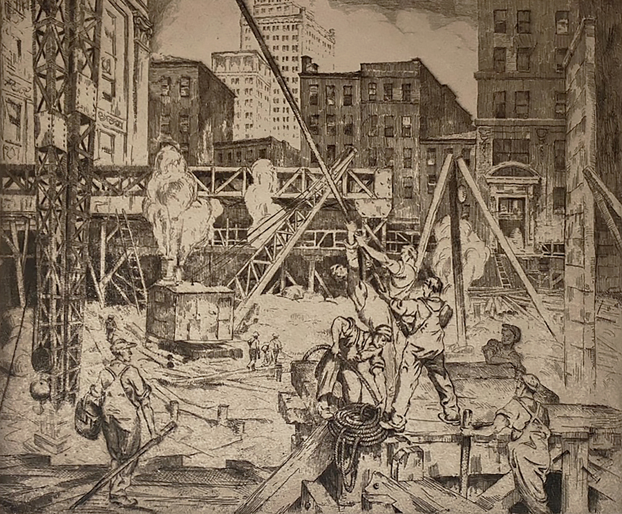 Builders, Wall Street - ANDREW KAROLY - etching