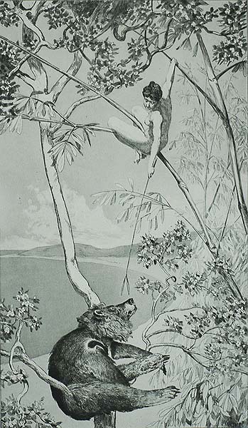 Bear and Pixie (Bar und Elfe) - MAX KLINGER - etching and aquatint
