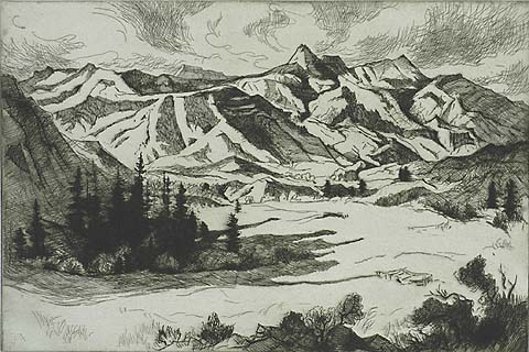 Rocky Mountain Valley - GENE KLOSS - etching
