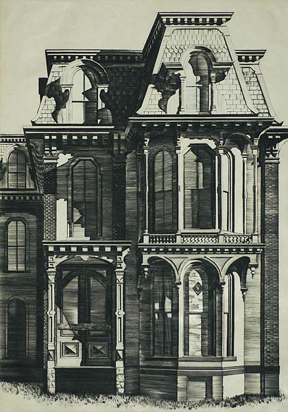 Saratoga Springs Victorian - LAWRENCE KUPFERMAN - drypoint