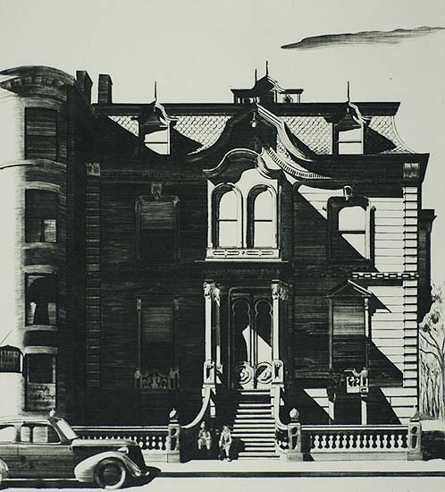 Victorian Mansion (Boston) - LAWRENCE KUPFERMAN - drypoint