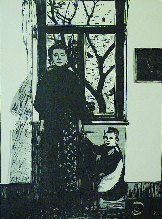 Mutter mit Kind (Mother and Child) - WILHELM  LAAGE - woodcut printed in colors