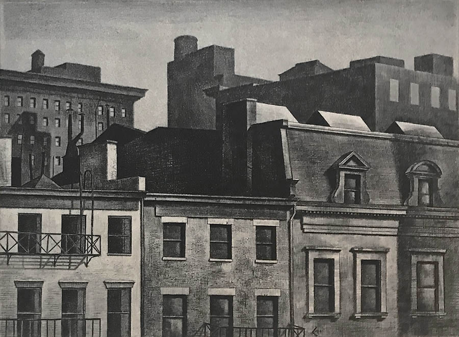 Housetops, 14th Street - ARMIN LANDECK - drypoint and sandpaper ground