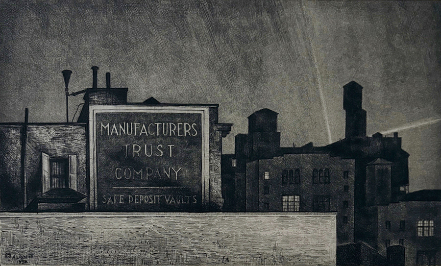 Manhattan Nocturne - ARMIN LANDECK - drypoint