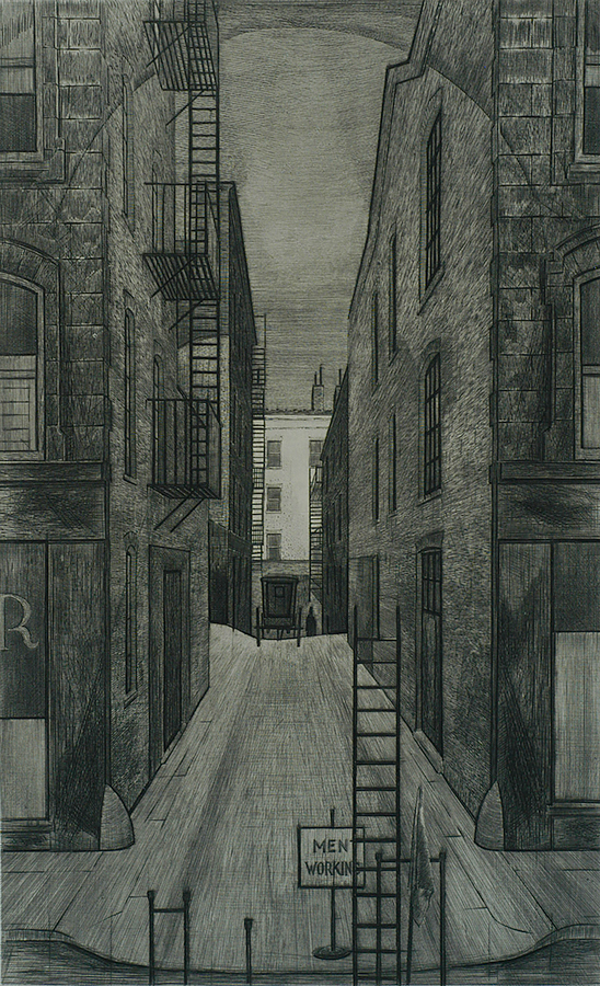 Narrow Street - ARMIN LANDECK - drypoint and engraving