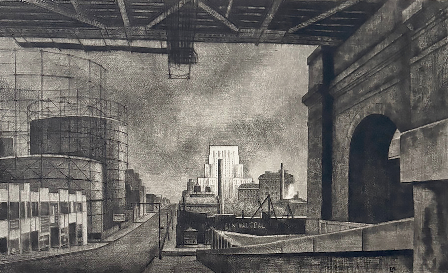 York Avenue, Sunday Morning - ARMIN LANDECK - drypoint
