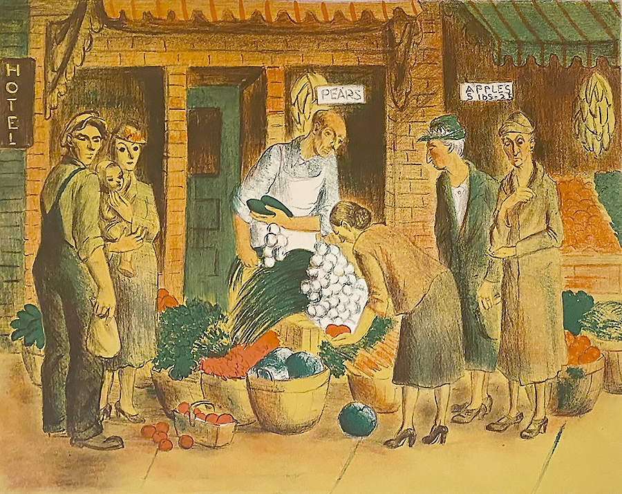 Vegetable Market - DOROTHEA LAU - lithograph printed in colors