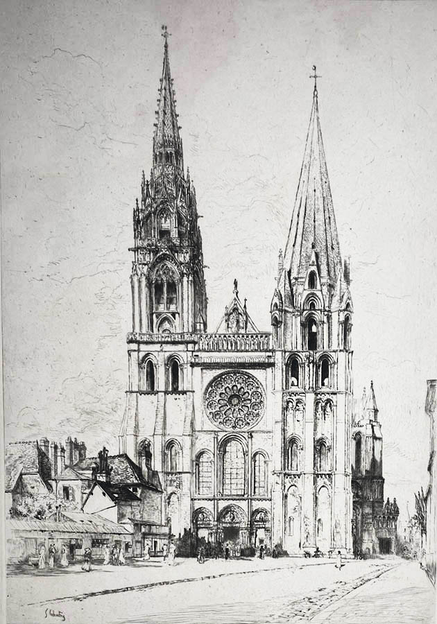 Chartres Cathedral  - GUSTAVE LEHEUTRE - etching and drypoint
