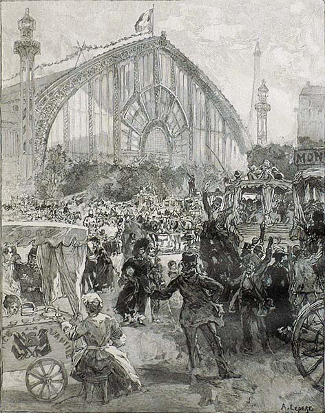 L'Sortie de l'Exposition de 1889 - AUGUSTE LEPERE - wood engraving