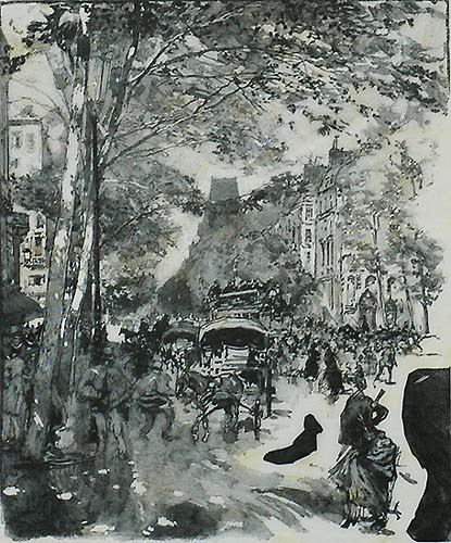 Le Boulevard, pres du Vaudeville - AUGUSTE LEPERE - wood engraving