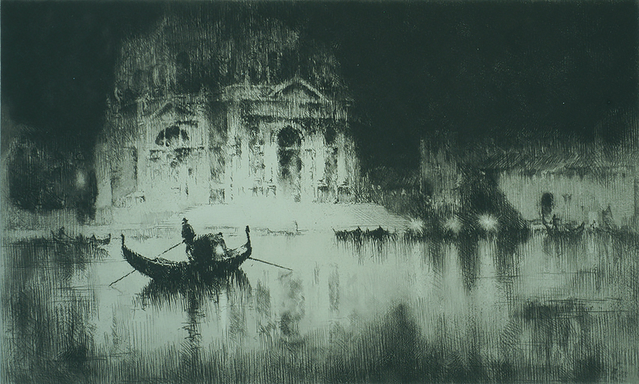 Night and the Salute, Venice - SIDNEY M. LITTEN - etching and drypoint