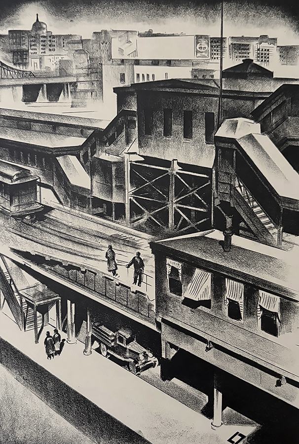 Elevated Railway - LOUIS LOZOWICK - lithograph