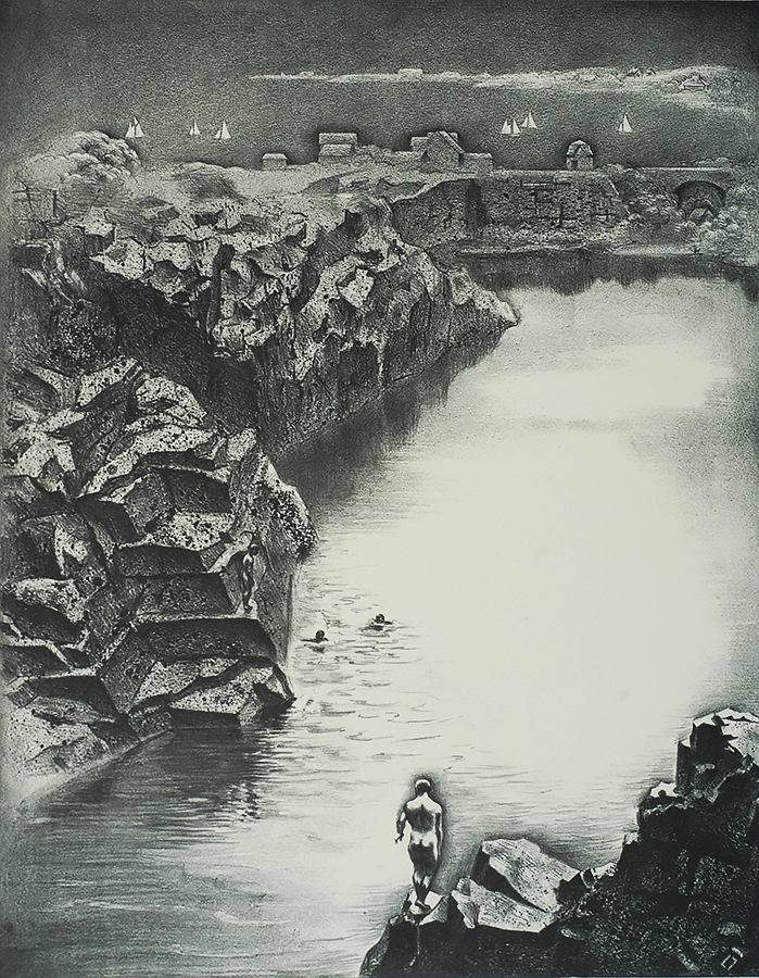 Abandoned Quarry, Rockport - LOUIS LOZOWICK - lithograph