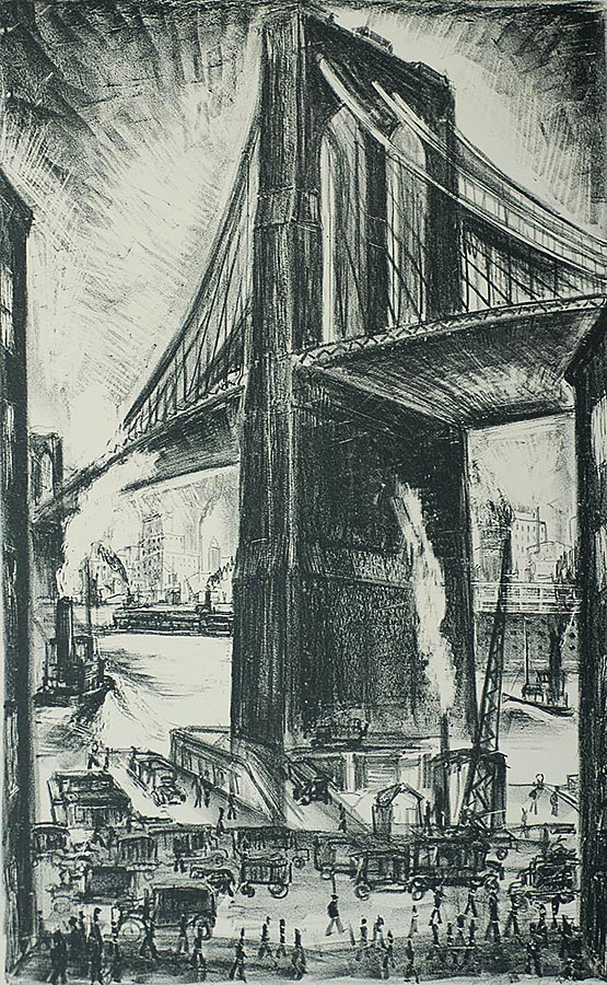 Brooklyn Bridge - ADRIAAN  LUBBERS - lithograph