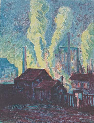 Hochofen - MAXIMILIEN LUCE - lithograph printed in colors on chine volant