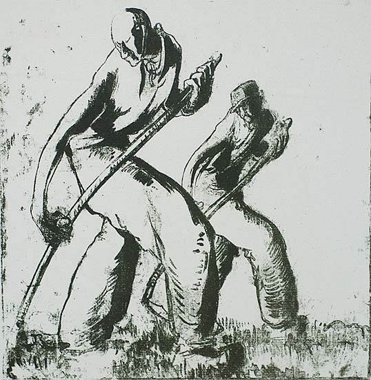 Men Scything (Les Faucheurs) - PAUL-AUGUSTE MASUI-CASTRIQUE - lithograph
