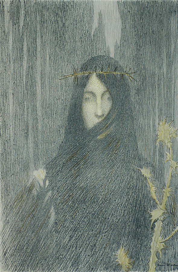 Silence (Femme Cournnée d'épines) - HENRI-JEAN GUILLAUME MARTIN - lithograph printed in colors