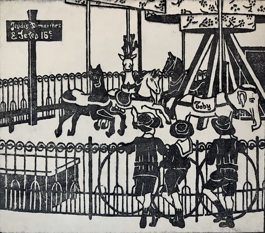 Merry-go-Round - MILDRED MCMILLEN - woodcut