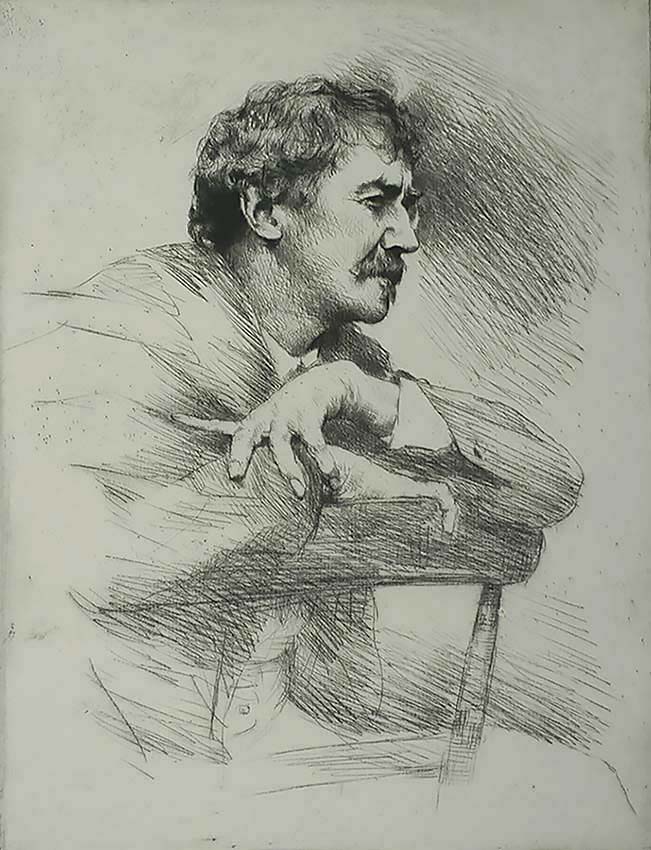 Whistler, No. 11 (Portrait of Whistler, Seated, Right Profile) - MORTIMER MENPES - etching and drypoint