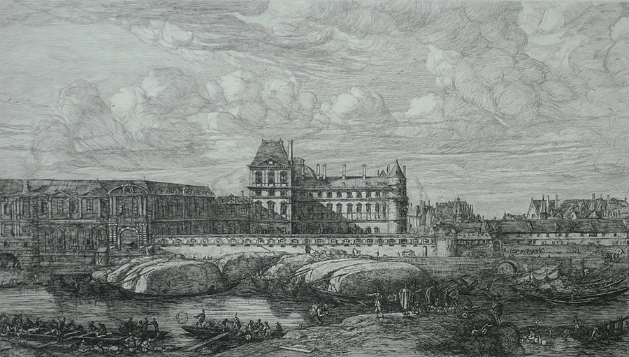 L'Ancien Louvre, Paris (The Old Louvre, Paris, after Zeeman) - CHARLES MERYON - etching