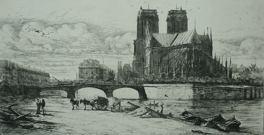 L'Abside de Notre Dame (The Apse of Notre Dame) - CHARLES MERYON - etching and drypoint