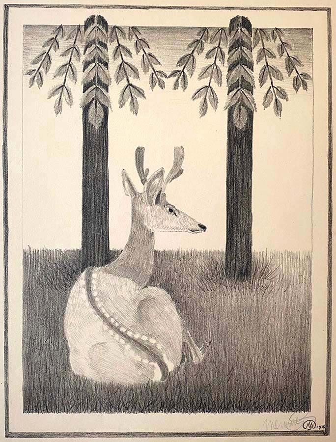 Barasingha Hert (Swamp Deer, India) - SAMUEL JESSURUN DE MESQUITA - lithograph