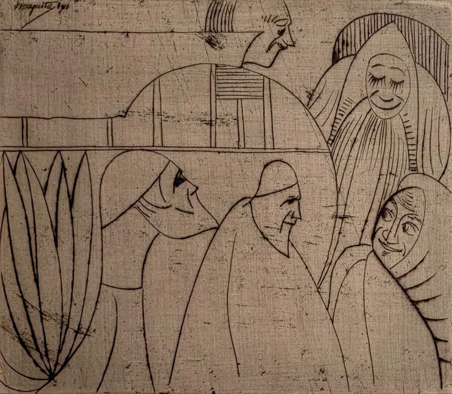 Fantasy; Five Figures - SAMUEL JESSURUN DE MESQUITA - drypoint