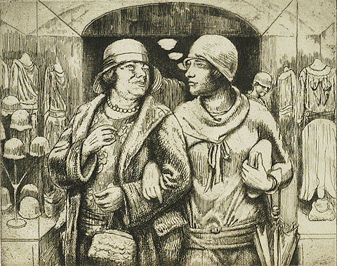 Leaving the Shop - KENNETH HAYES MILLER - etching