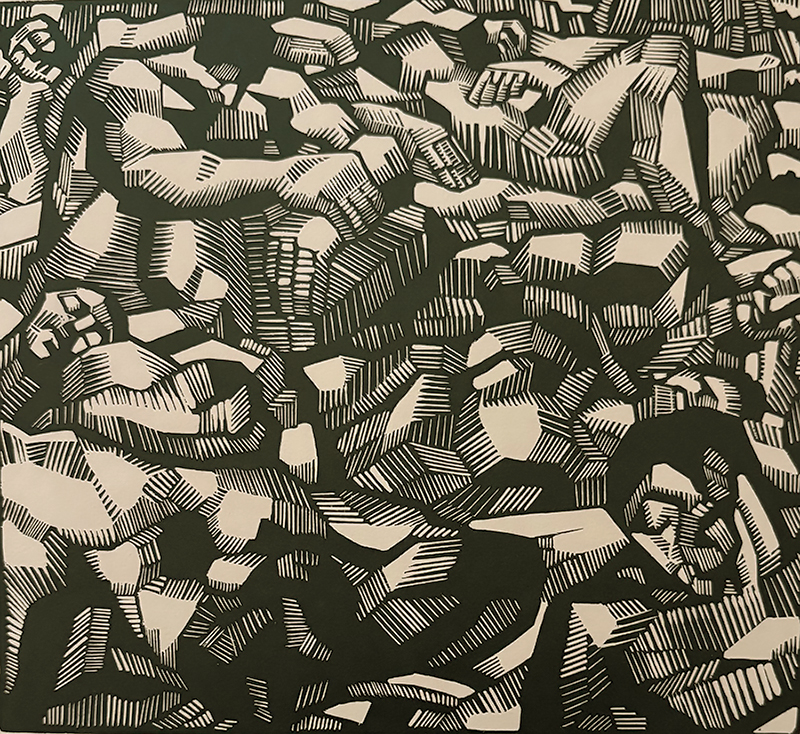Athletes at Rest - JOHN J. A. MURPHY - woodcut