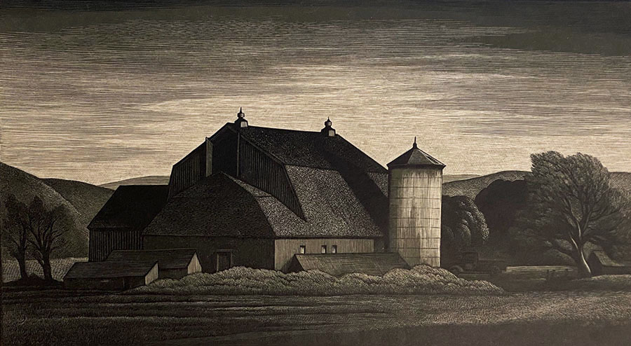 The Gambrel-Roofed Barn - THOMAS NASON - chiaroscuro wood engraving