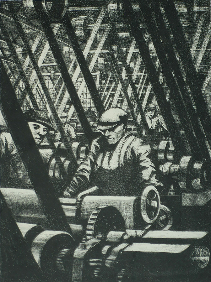 Making the Engine - CHRISTOPHER R.W. NEVINSON - lithograph
