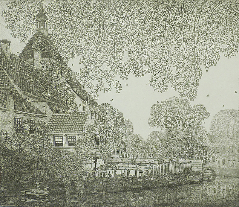 Falling Leaves, Amersfoort (Vallende Bladeren) - WOJ NIEUWENKAMP - etching