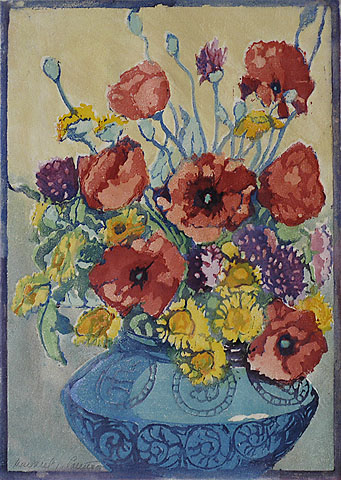 Flanders Poppies - MARGARET PATTERSON - woodcut printed in colors