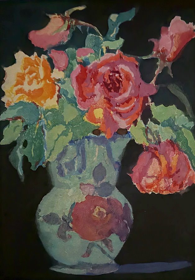 Roses - MARGARET PATTERSON - woodcut printed in colors