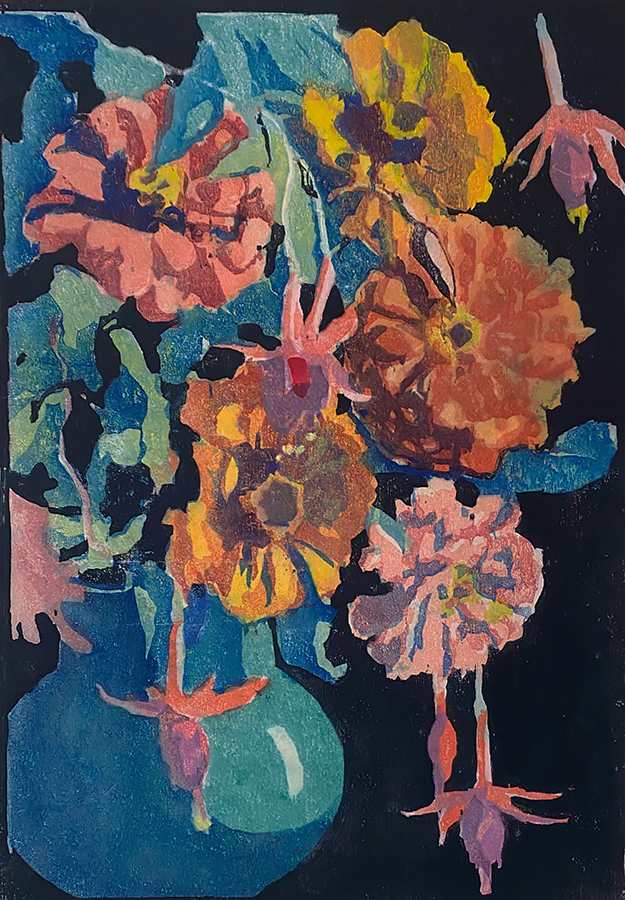 Summer Flowers - MARGARET PATTERSON - woodcut printed in colors