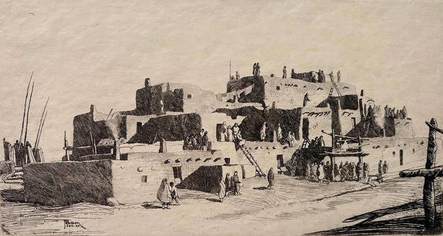Taos Pueblo, New Mexico - RALPH PEARSON - etching