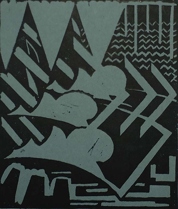 Geometric Abstraction  - JOZEF PEETERS - linocut on grey paper