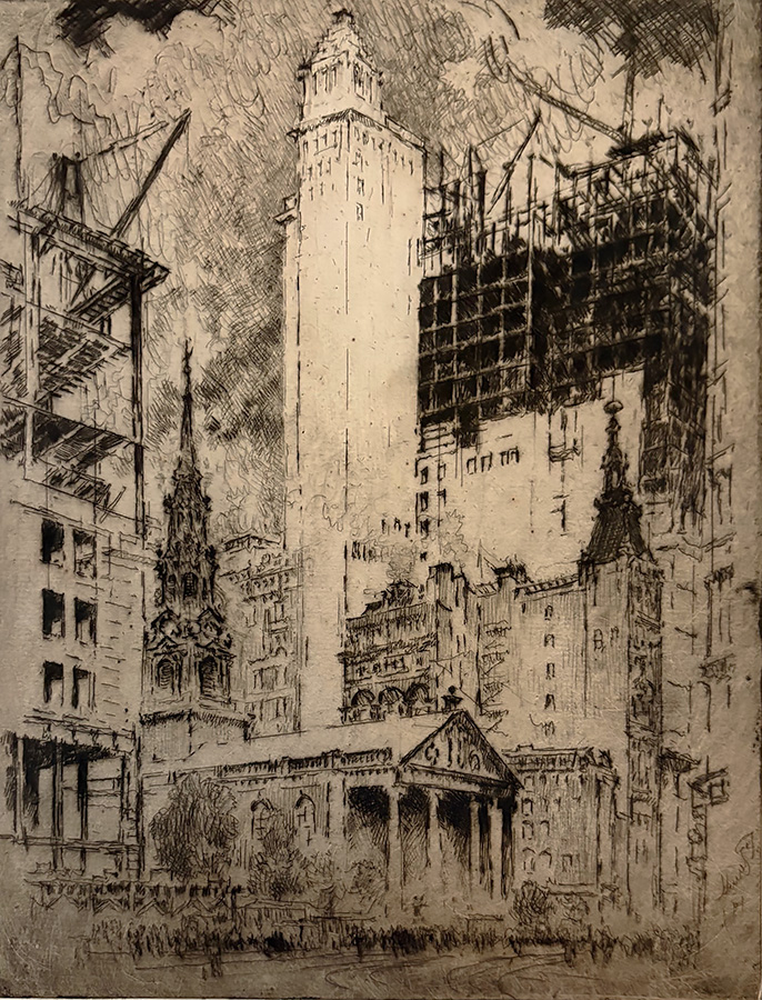 St. Paul's, New York - JOSEPH PENNELL - etching