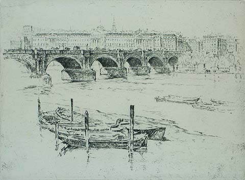Waterloo Bridge and Somerset House - JOSEPH PENNELL - etching