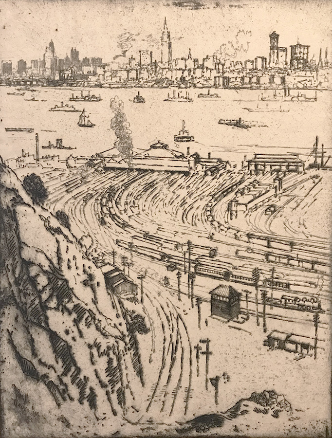 New York, from Weehawken - JOSEPH PENNELL - etching